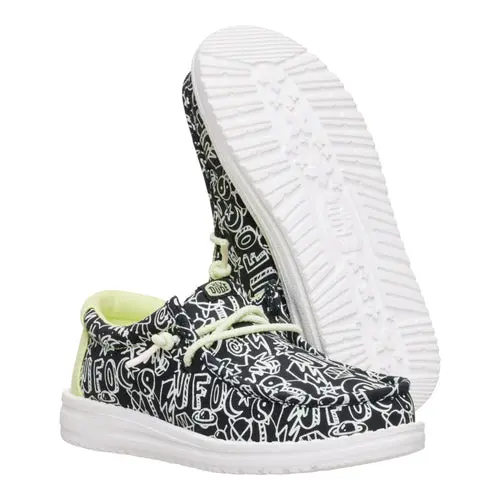 HEYDUDES Wally Youth Space Glow – Black/White online