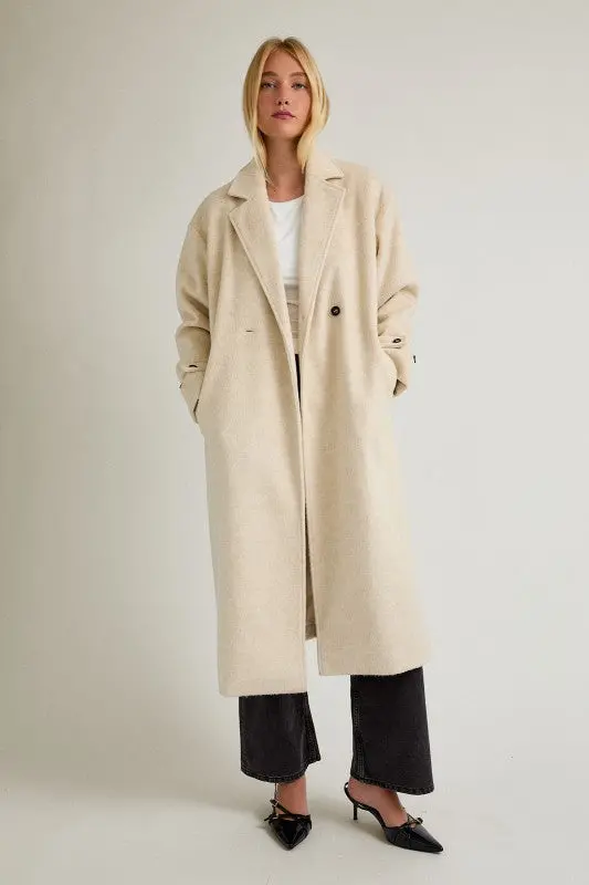 Cream Lapel Collar Coat