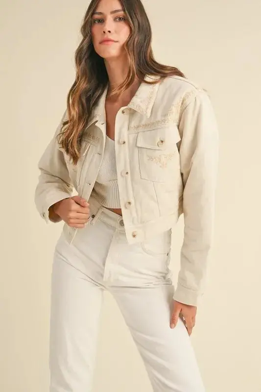 Embroidered Quilted Cropped Jacket
