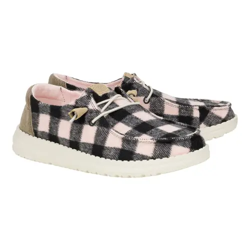HEYDUDES Wendy Buffalo Plaid – Pale Pink/Black online