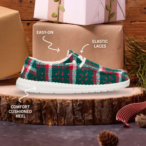 HEYDUDES Wendy Confetti Plaid Cozy – Red/Green/Multi online