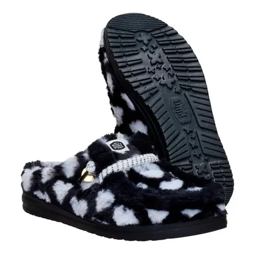 HEYDUDES Wendy Slipper Hearts – Black/White online